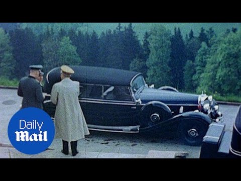 Hitler climbs into Mercedes 770K limo in rare colour footage