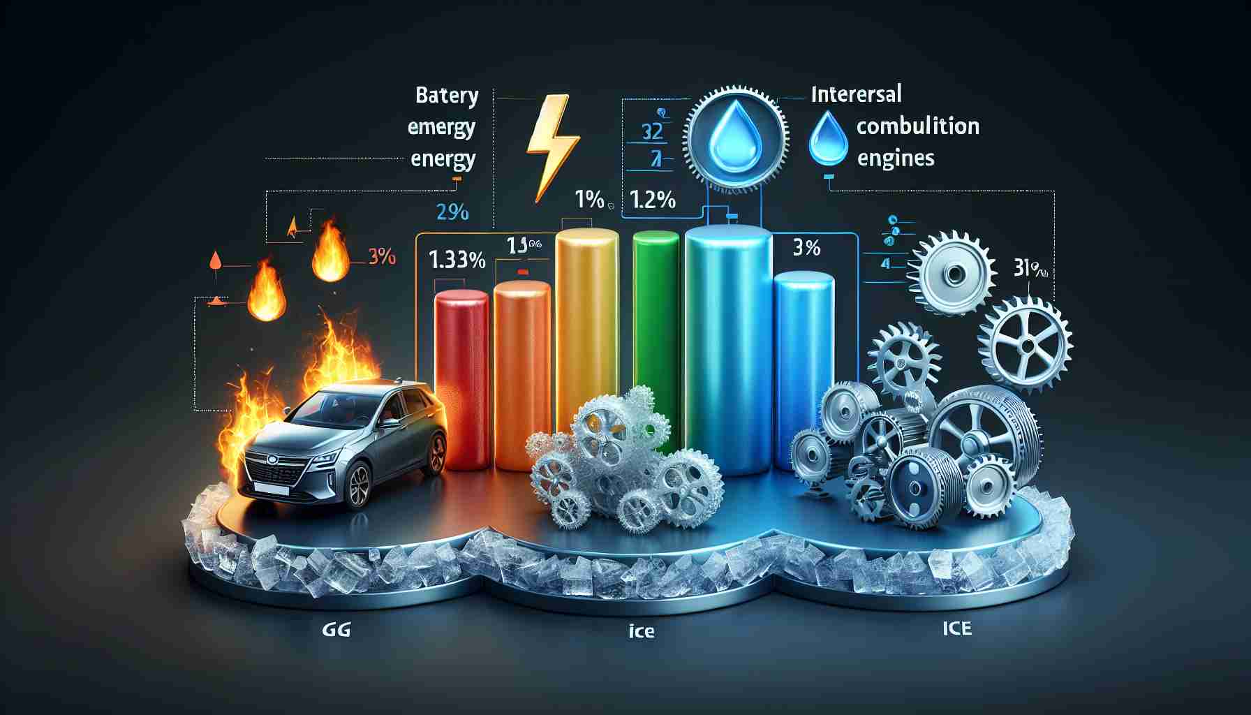 Skuteczność energii baterii w porównaniu do gazu i ICE