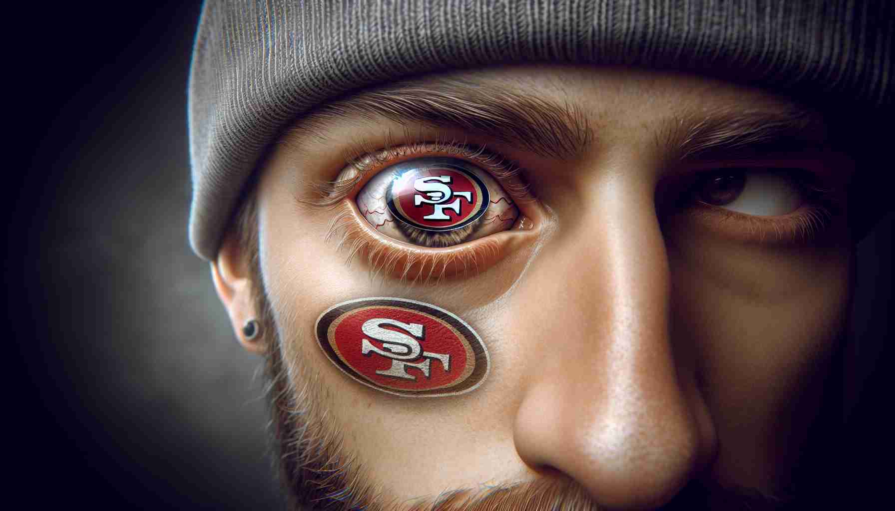 Fan San Francisco 49ers korzysta z protezy oka z logo zespołu