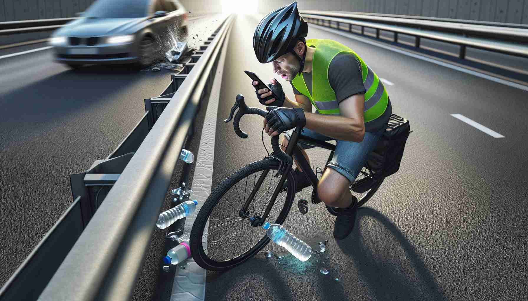 Shocking Highway Mishap: Cyclist's Phone Obsession Leads to Crash!